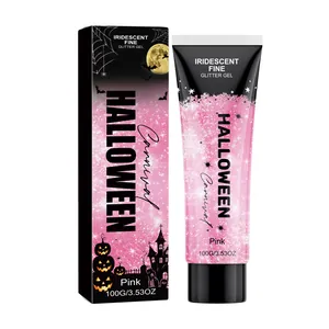 Gel pailleté rose iridescent Halloween Carnival pour cheveux et corps en tube 100g