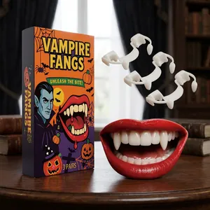 Halloween Vampire Fangs Teeth Set 3 Pairs Resin Horror Cosplay Dentures For Party Masquerade Costume Props