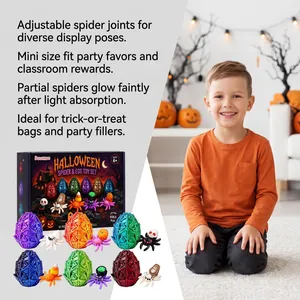 Halloween 3D-geprinte spinnenei speelgoedset met verstelbare gewrichten en licht