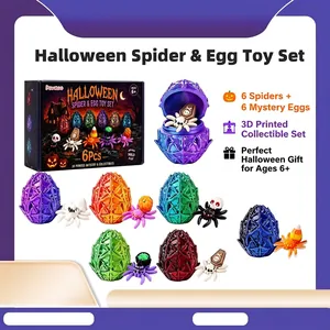 3D-Geprint Halloween Spinnenei Speelgoedset Verrassing Blind Box Geometrisch Hol Ei Decoratieve Spin Met Gewrichten