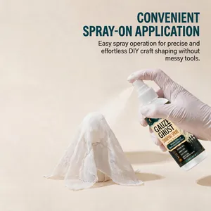 Gedetailleerd beeld van 100 ml sneldrogende spray die gaas in spookvorm verhardt.