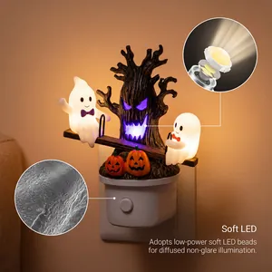 Dettaglio della luce notturna fantasma di Halloween con LED morbidi e trama di base.