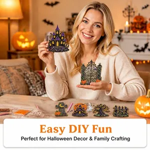 Detail eines DIY Halloween-Diamanten-Kunst-Magnet-Sets für Geisterhaus-Deko