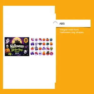24er-Set Halloween LED Leuchtringe mit gruseligen Motiven aus robustem ABS-Material