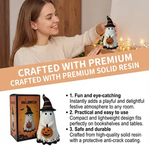 Figura de fantasma de Halloween con calabaza en resina de alta calidad y su caja