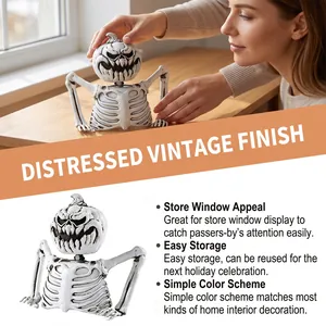 Detailansicht der Halloween-Kürbisskelett-Figur mit hervorgehobenem Vintage-Finish-Design