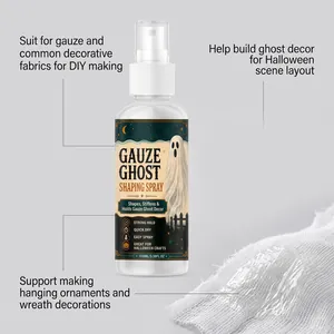 Effect van Halloween weefselversteviger spray op wit gaas voor doe-het-zelf decoraties
