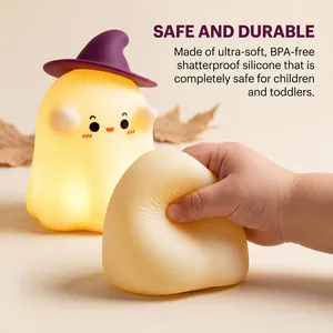 Luce notturna fantasma in silicone morbido senza BPA premuta per la sua durata
