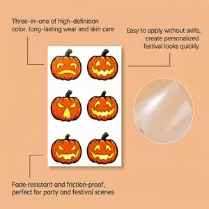 Halloween pumpkin face temporary tattoo stickers for creative festive party makeup looks