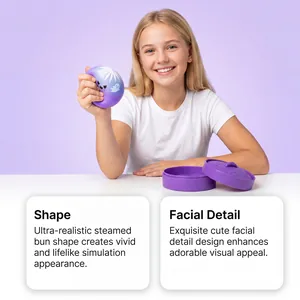 Detailed view of the cute ghost face and realistic shape of the purple squishy bun.