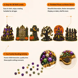 Detailansichten der DIY Halloween Geisterhaus Magnete mit Diamanttexturen und Magnetrückseite.