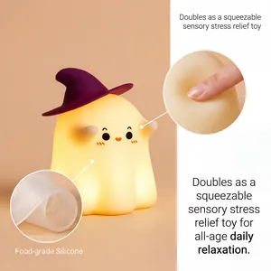 Dettaglio della luce notturna fantasma in silicone morbido di qualità alimentare
