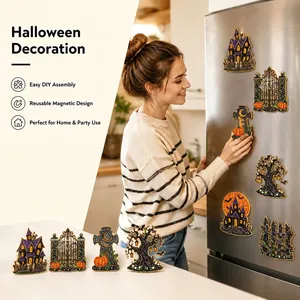 Handgefertigte DIY-Halloween-Acryldiamant-Magnete am Kühlschrank mit Modell