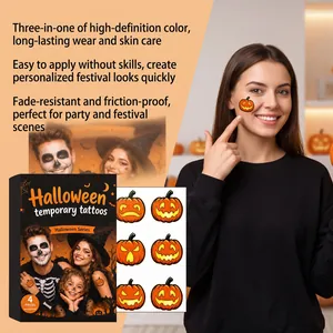 Halloween temporary pumpkin tattoo stickers for creative and festive party makeup looks