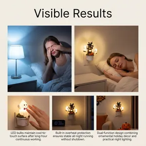 Collage di luci notturne a fantasma per Halloween con funzioni di sicurezza.