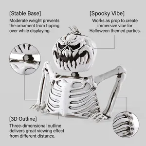 Detailansicht des Halloween Skelett-Kürbis-Ornaments mit funktionellen Beschreibungen.