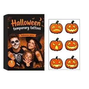 Creative Halloween temporary pumpkin tattoo stickers for festive face and body makeup