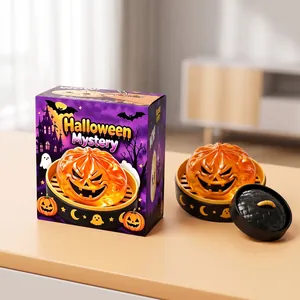Λεπτομέρεια σετ παιχνιδιών squishy κολοκύθας Halloween με μωβ κουτί δώρου μυστηρίου