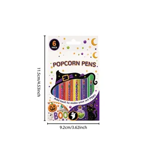 6er-Pack Halloween Popcorn-Stifte Set 11,5x9,2 cm Detailansicht für DIY-Bastelarbeiten