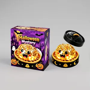 Halloween Luminous Ghost Squishy Stress Relief Toy Gold Vampire Expression Soft Squeeze Toy Steamer Case Party Gift