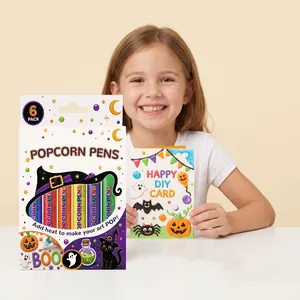 Kreative Halloween 3D Popcorn-Stifte 6er-Pack für lustige DIY-Kunst- und Bastelprojekte