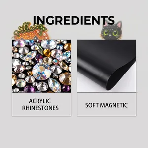 Detailansicht von Acryl-Strasssteinen und Weichmagnetfolie für DIY Halloween-Kühlschrankmagnete