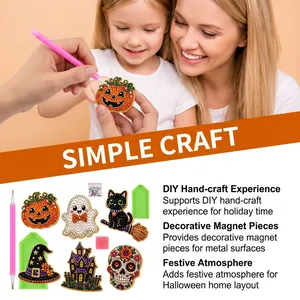 DIY Halloween Diamant Malerei Magnet Set mit Kürbis und Geist für Familienhandwerk