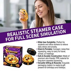 Halloween ghost squishy stress relief toy with realistic steamer case and gift box