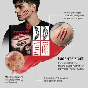 Tatouages de cicatrices Halloween réalistes avec effet imperméable et pigments minéraux