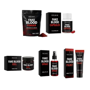 EELHOE Halloween realistisches Kunstblut-Set mit Spray, Gel, Pulver und Kapseln für Makeup