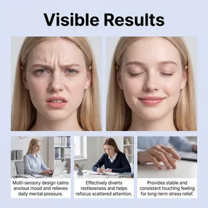 Detailed view of stress relief effects showing before and after facial expressions.