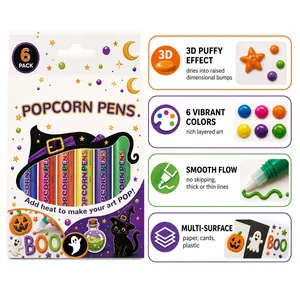 6er-Pack Halloween-Popcorn-Stifte mit 3D-Puffy-Effekt und lebendigen Farben für DIY