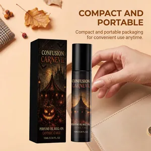 Aceite de perfume gótico de Halloween con envase temático de calabaza y castillo