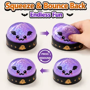 Halloween Fledermaus-Quetschspielzeug zum Stressabbau mit einer lila Glitzerkuppel