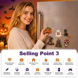 Detaillierte Ansicht der DIY Halloween Acryl Diamant Kühlschrankmagnete auf Metall
