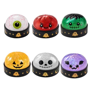 6er-Set Halloween-Glitzer-Squishy-Spielzeuge mit Kürbis- und Totenkopfdesign