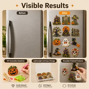 DIY Halloween Acryl Diamant Magnet Set mit funkelndem Kürbis- und Gespenster-Design
