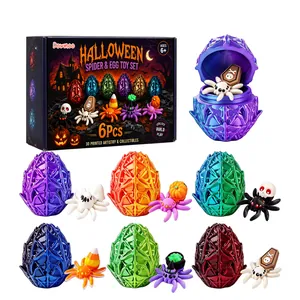Premium 6-delige 3D-geprinte Halloween spin en ei speelgoedset voor kinderen van Dowmoo