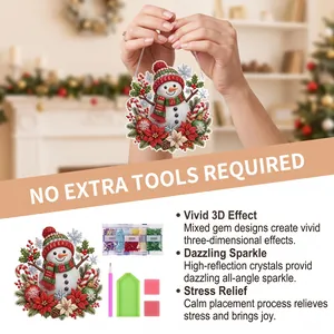 Détails du kit de suspension d'art diamant DIY avec motif bonhomme de neige et outils