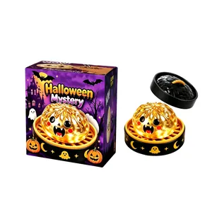 Cute Halloween ghost dumpling squishy toy with spooky mystery gift box packaging
