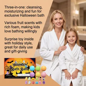 Halloween toy bath bombs with surprise toys inside and various fruit scents for kids' bath fun