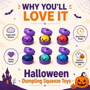 Bunte Halloween Knödel Quetschspielzeuge in lila Dampfkörben zum Stressabbau