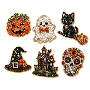 DIY Halloween Kühlschrankmagnete Set mit Kürbis, Geist und Katzenmotiven aus Acryl