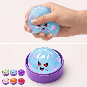 Giocattolo Squishy alla Pectina del Diavolo di Halloween Morbido TPR a Forma di Panino Antistress Con Base Viola Per Bambini