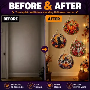 Comparaison avant-après des kits de peinture diamant 5D DIY pour décoration festive