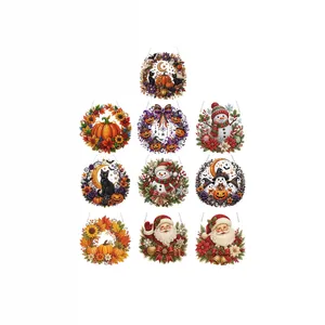 Ensemble de 10 décorations suspendues en diamant DIY pour Halloween et Noël.