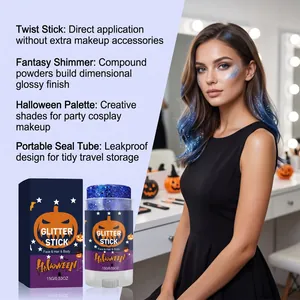 Halloween blauwe glitterstick voor gezicht haar en lichaam in een make-up studio setting