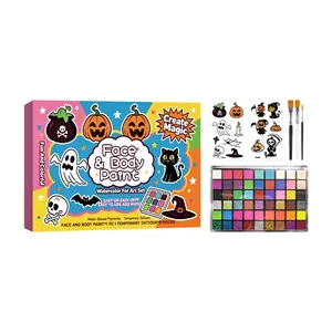 Set completo per trucco viso e corpo di Halloween con palette colori per bambini creativi.