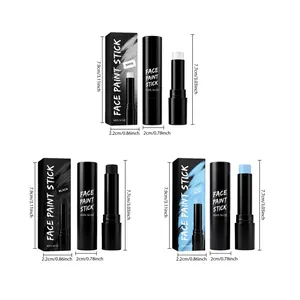 Dettaglio delle dimensioni degli stick per trucco viso lavabili nei colori bianco, nero e blu.