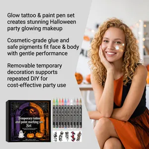 Halloween temporäre Tattoos und im Dunkeln leuchtende Farbstifte Set